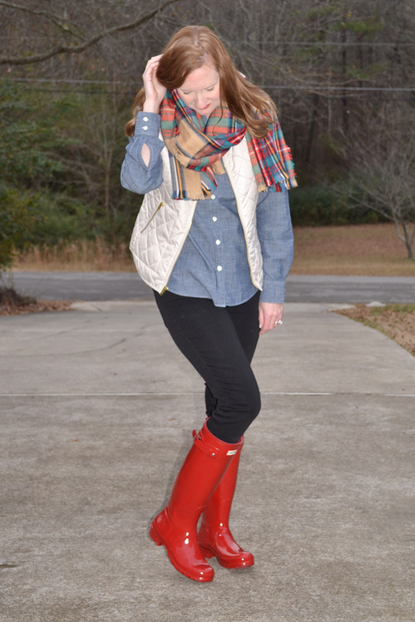 Trendy Wednesday Link Up #4: Blanket Scarf & Red Boots - Classy Yet Trendy