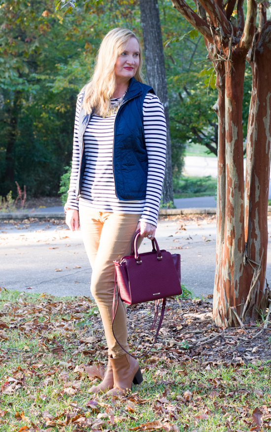 Trendy Wednesday Link-up #45: Blue Vest and Stripes - Classy Yet Trendy