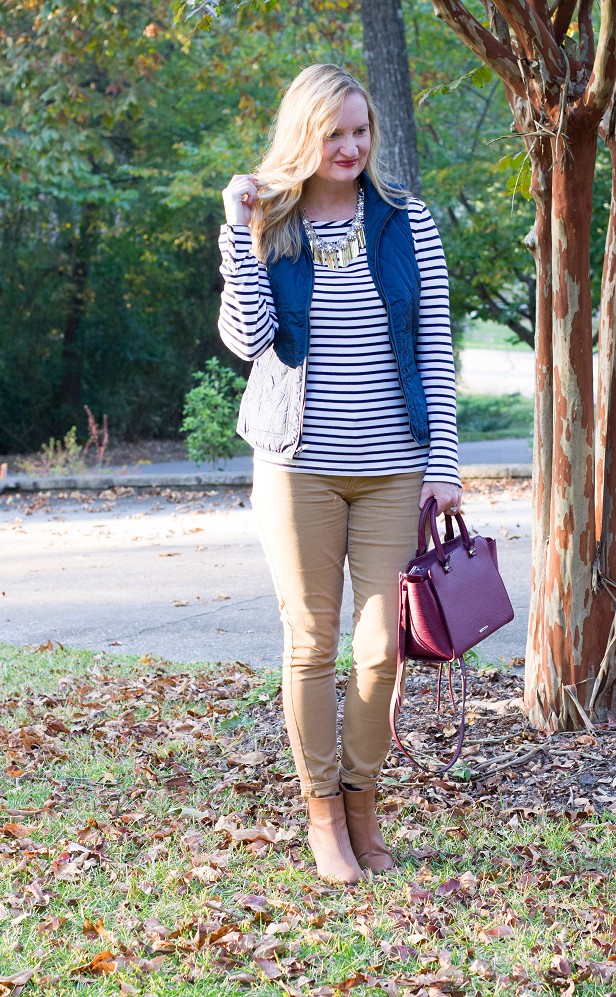 Trendy Wednesday Link-up #45: Blue Vest and Stripes - Classy Yet Trendy