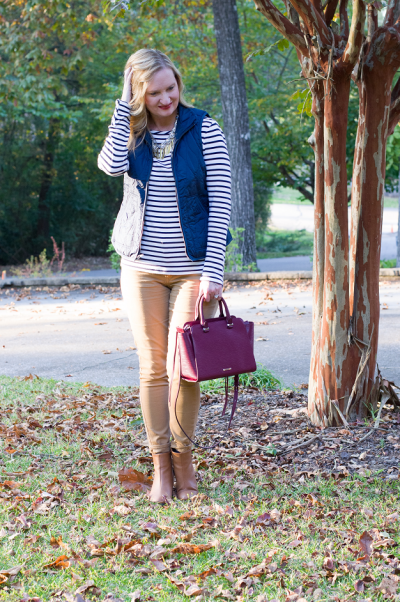 Trendy Wednesday Link-up #45: Blue Vest and Stripes - Classy Yet Trendy