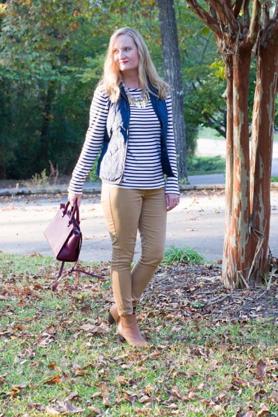 Trendy Wednesday Link-up #45: Blue Vest and Stripes - Classy Yet Trendy