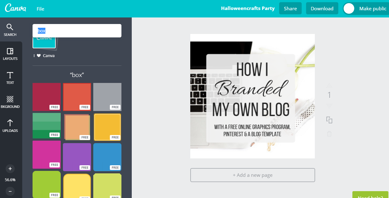 canva screen shot