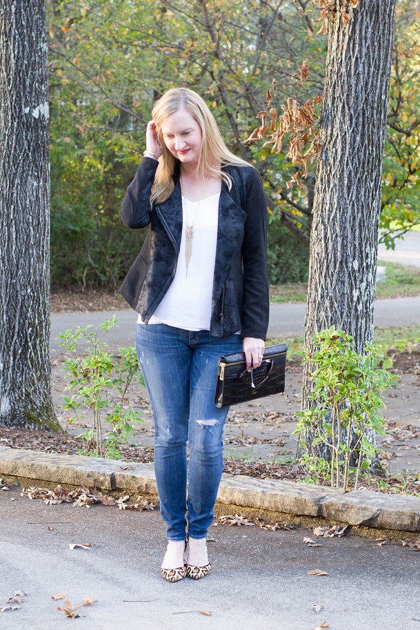 Trendy Wednesday Link-up #48: Moto Jacket and Leopard Heels - Classy ...