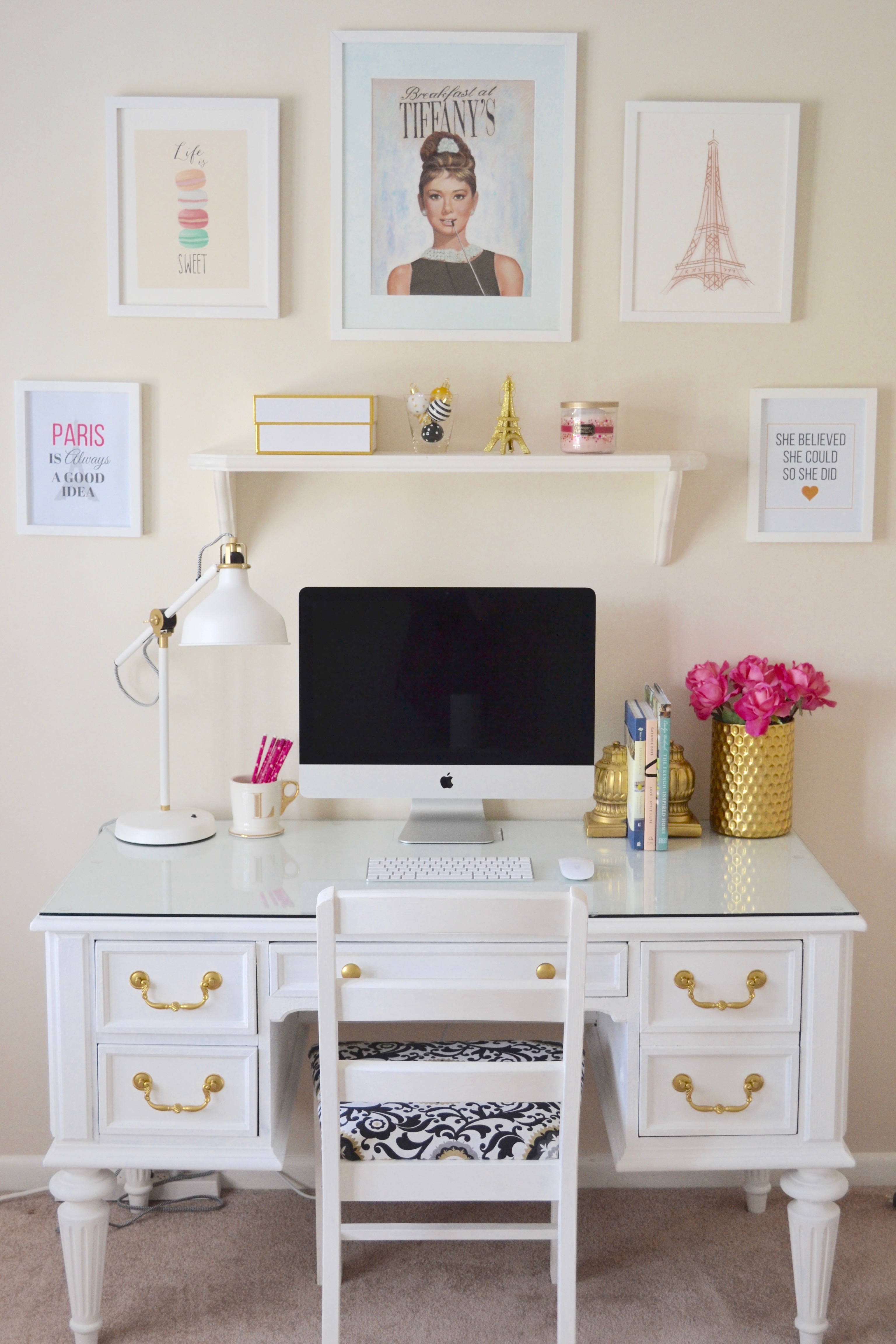 chalk paint white desk chic inspirational office 1