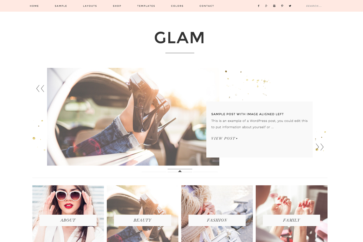 Glam WordPress blog theme