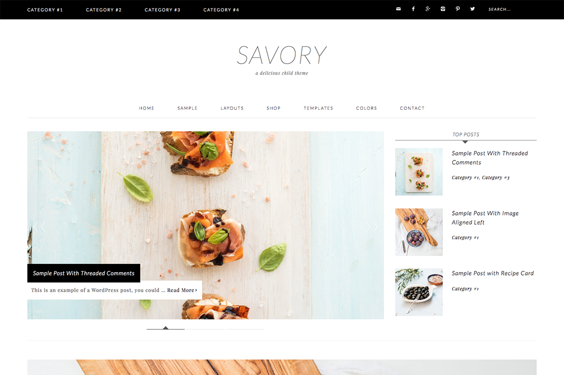 Savory WordPress blog theme