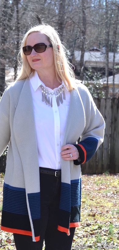 Cozy Colorblock Cardigan (Trendy Wednesday Link-up #60) - Classy Yet Trendy