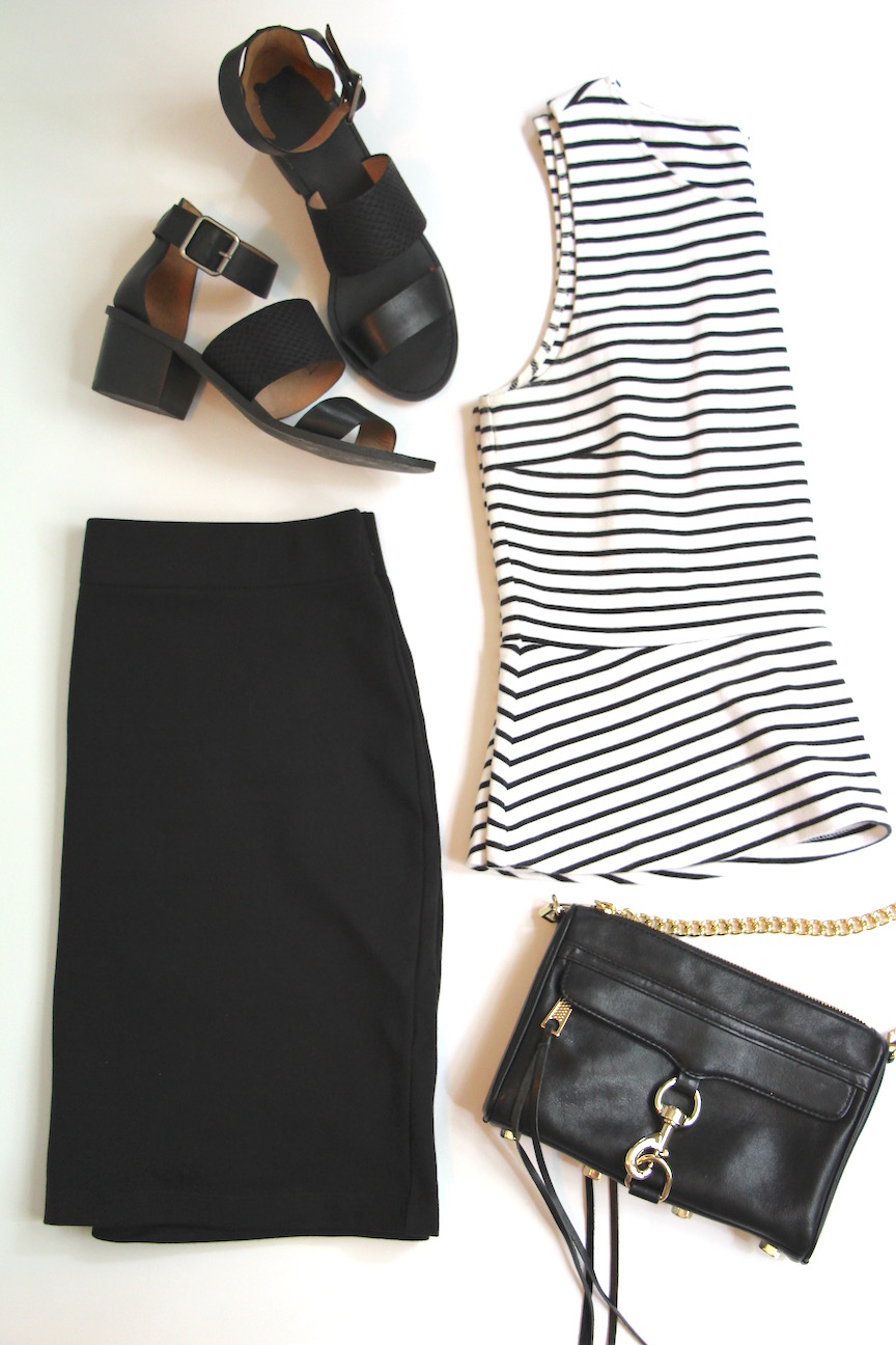 black skirt white top outfit