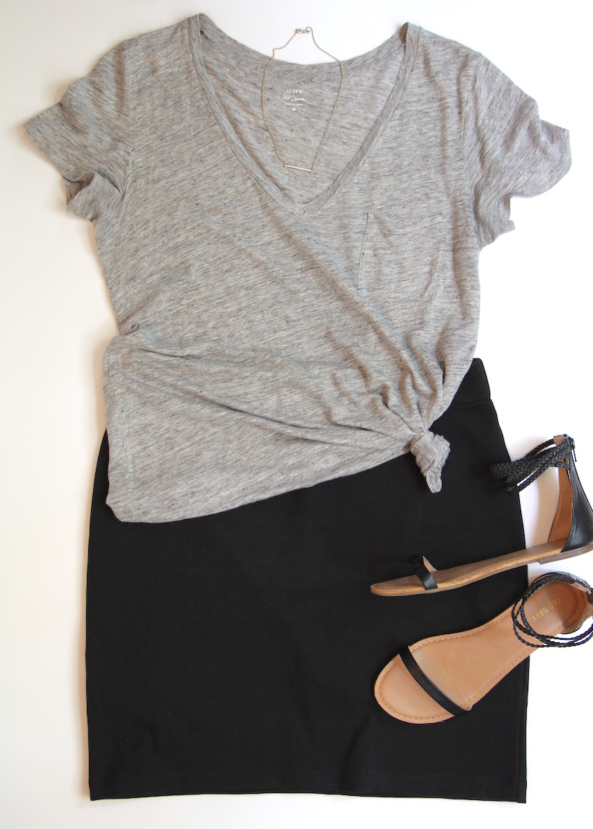 black skirt outfit casual