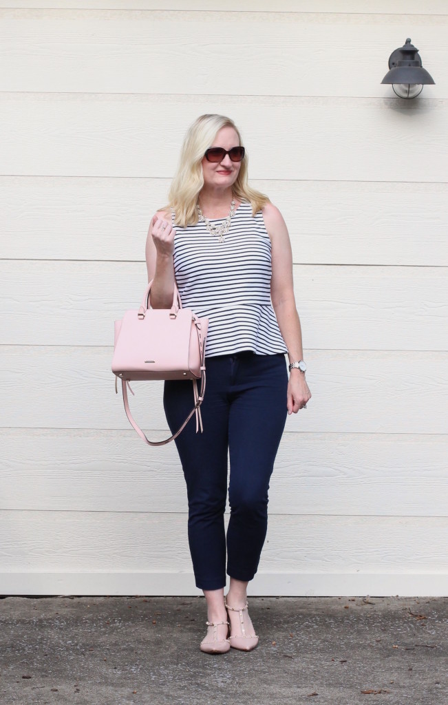 What I Wore To Work - Navy Stripes and Blush 1