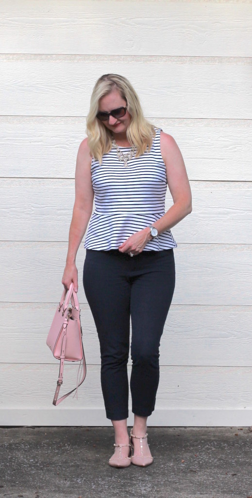 What I Wore To Work - Navy Stripes and Blush 2