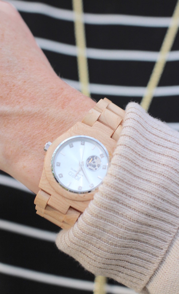 Stripes Taupe & A Wood Watch