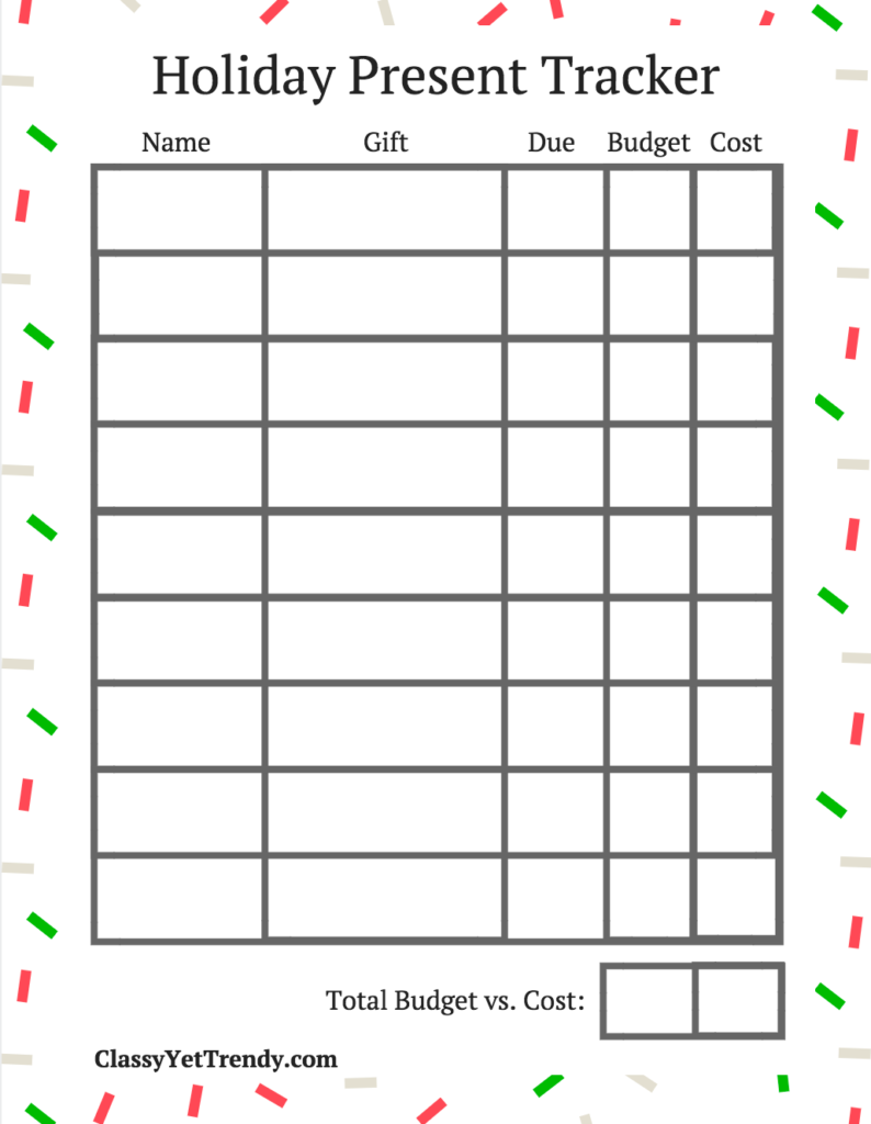 Holiday Present Tracker