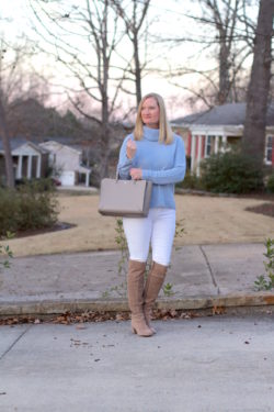 Blue, White and OTK Boots (Trendy Wednesday Link-up #107) - Classy Yet ...