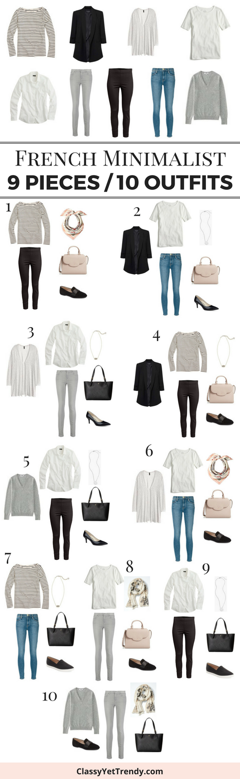 9 Pieces / 10 Outfits (French Minimalist Style)
