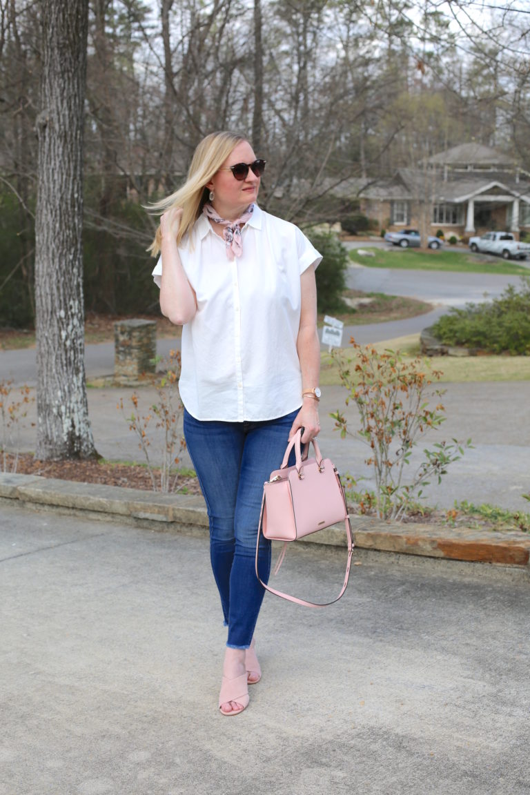 Frayed Hem Jeans and Central Shirt (Trendy Wednesday Link-up #115)