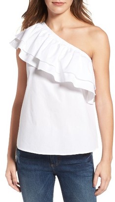 One Shoulder Poplin Top