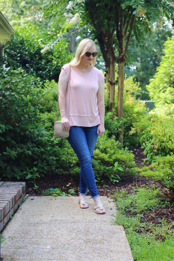 Peach Top and Frayed Hem Jeans (Trendy Wednesday #128) - Classy Yet Trendy