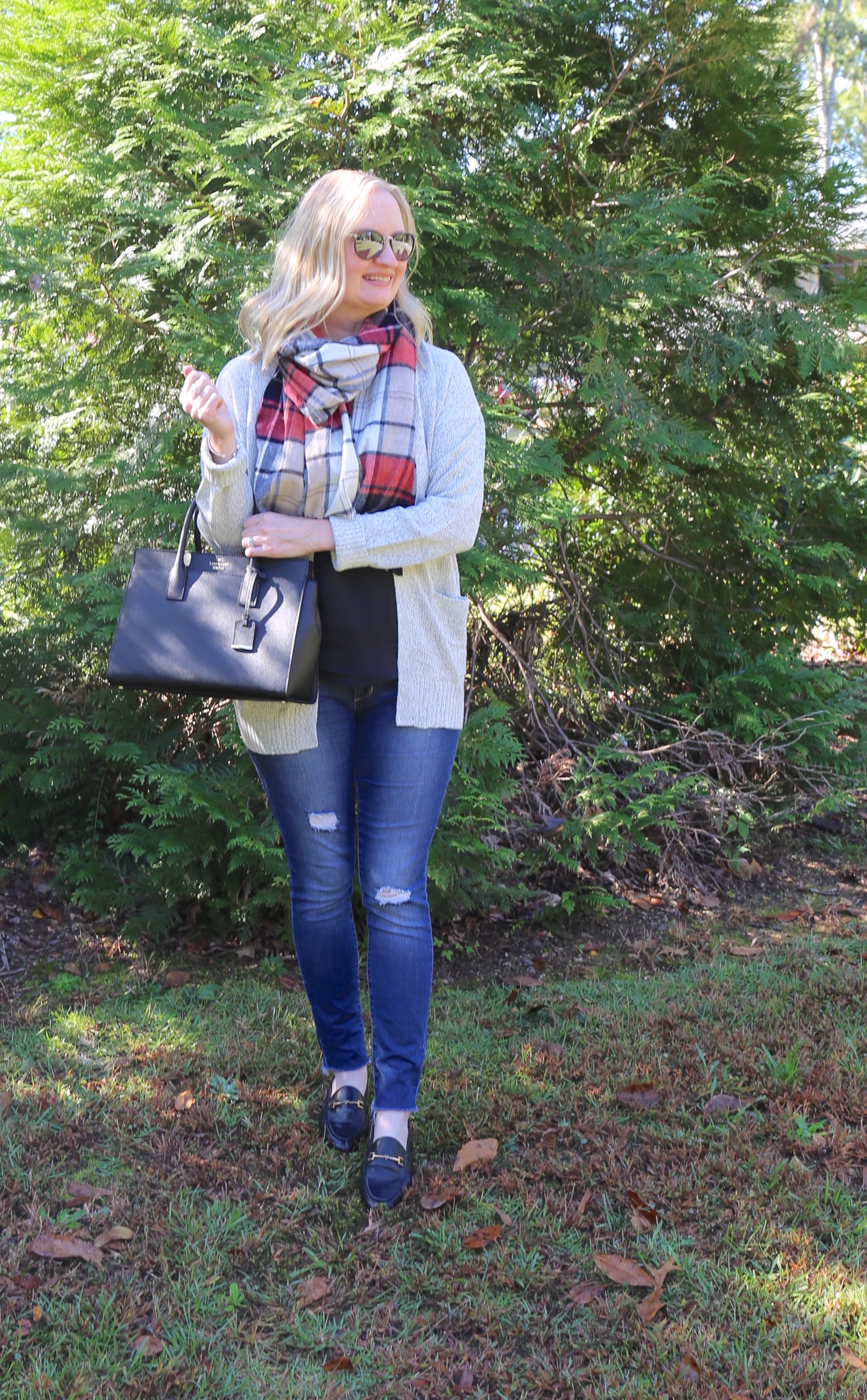 Black Gray and Pop of Plaid 