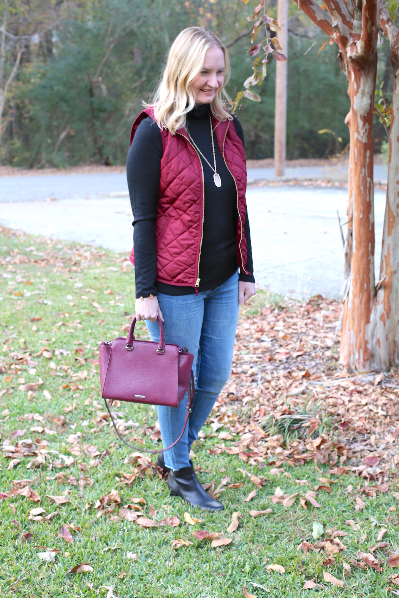 Burgundy vest hot sale outfit womens