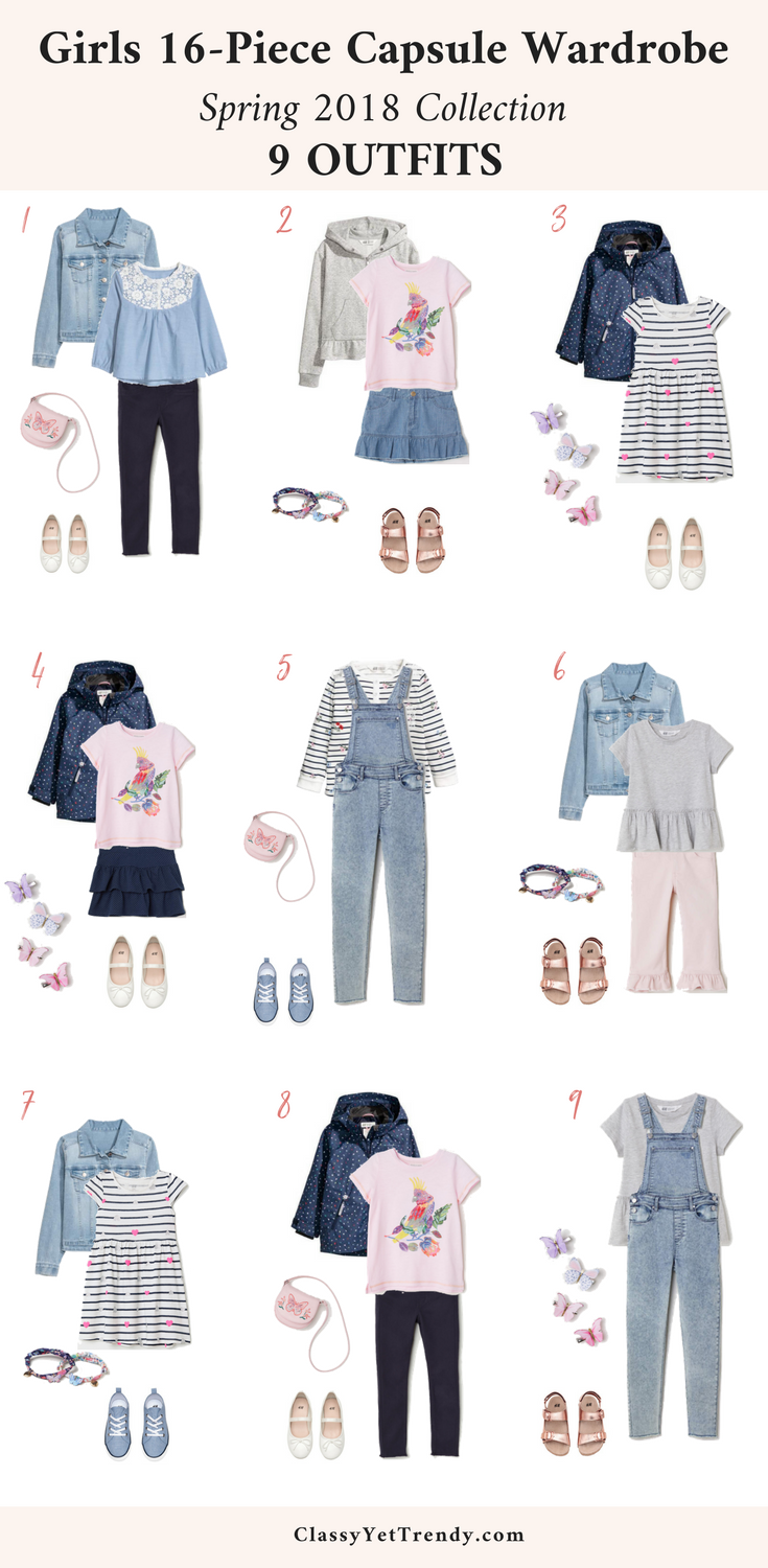 Girls 16-Piece Capsule Wardrobe - Spring 2018 Outfits