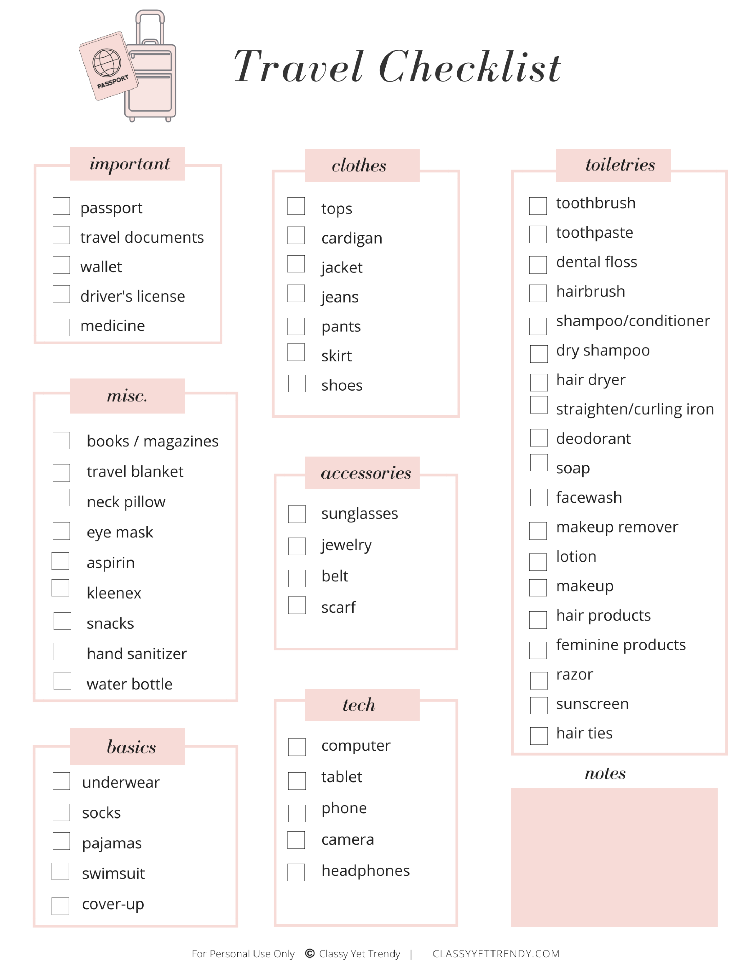 travelling list check