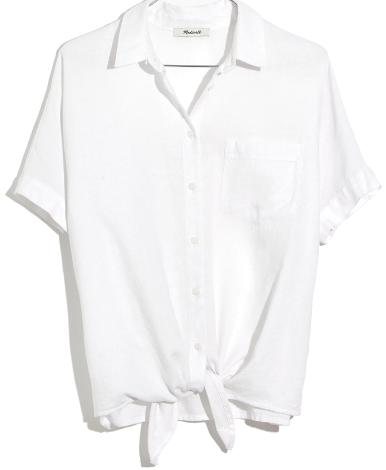 TOP - WHITE TIE FRONT SHIRT