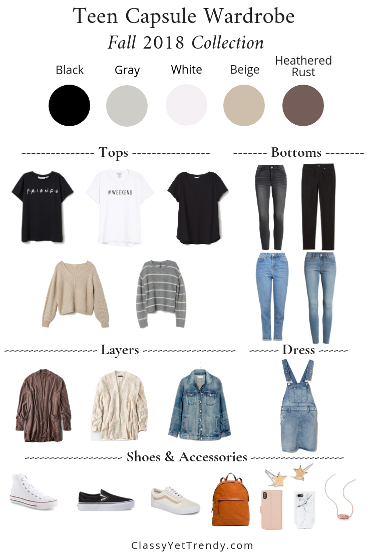 Teen Capsule Wardrobe For The Fall Season: 16 Pieces / 55+ Outfits - Classy  Yet Trendy