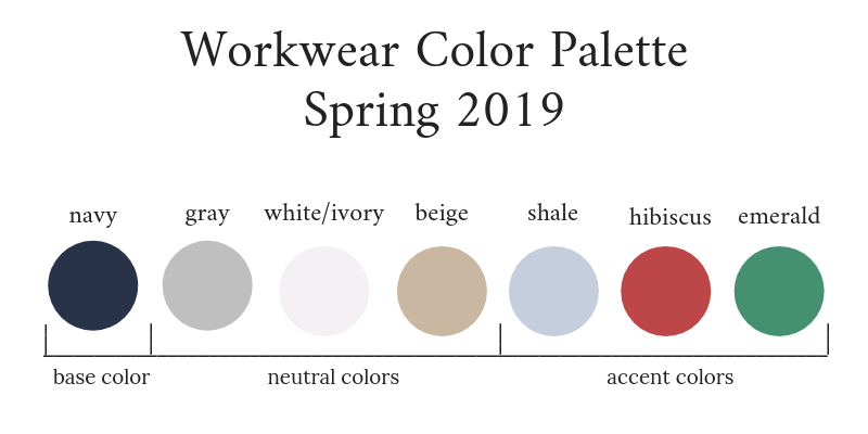 Workwear Capsule Wardrobe Spring 2019 Color Palette