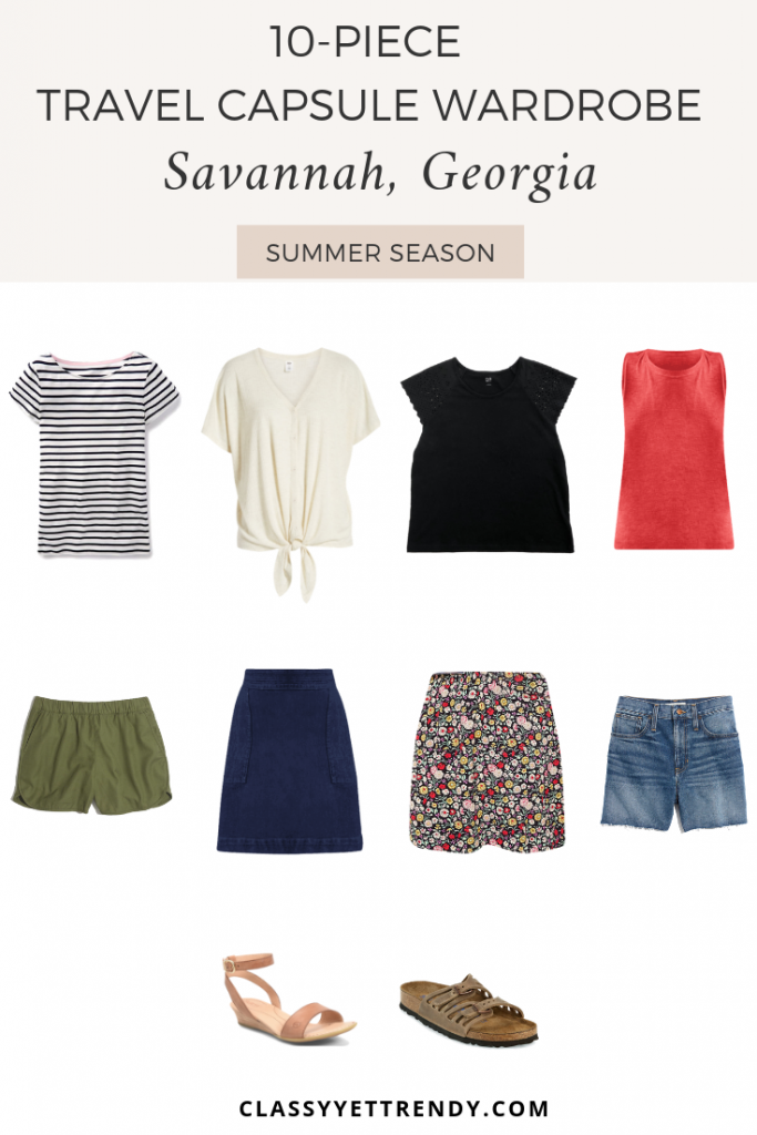 TRAVEL CAPSULE WARDROBE 10 PIECE SUMMER - SAVANNAH GEORGIA