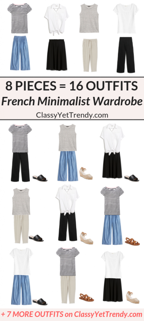 8 Pieces 16 Outfits - French Minimalist Summer Capsule Wardrobe 2019