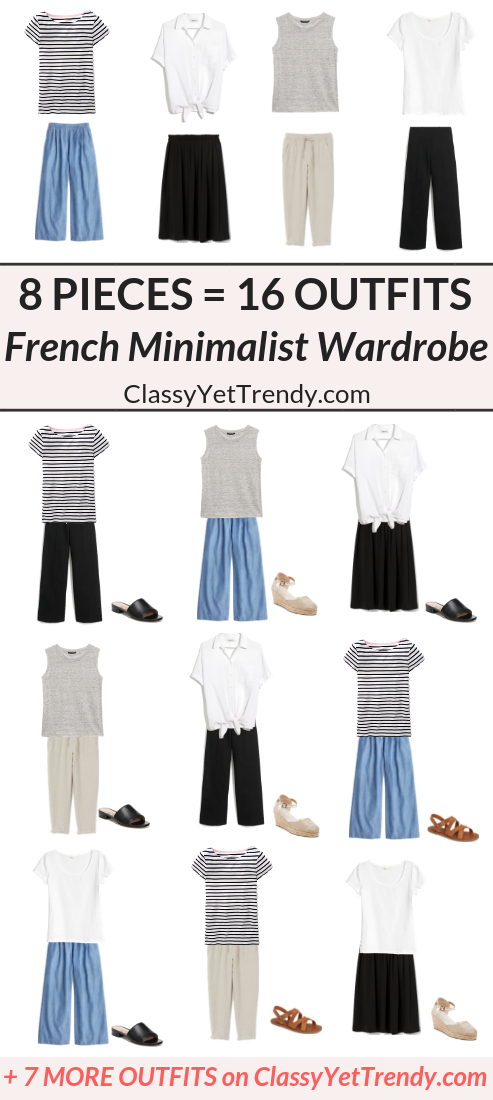 8 Pieces = 16 Outfits: French Minimalist Carry-On Travel Capsule Wardrobe