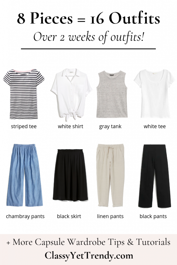 8 Pieces French Minimalist Summer 2019 Capsule Wardrobe Outfit Ideas