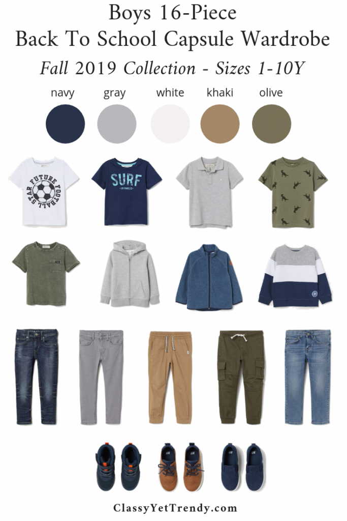 Boys 16-Piece Back To School Capsule Wardrobe - Fall 2019 - Sizes 1-10Y + 9 Outfits