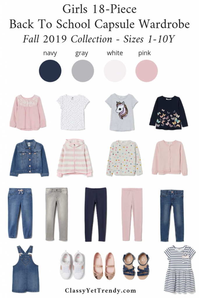 Girls 18-Piece Back To School Capsule Wardrobe - Fall 2019 - Sizes 1-10Y