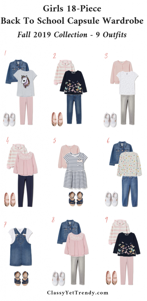 Girls Back To School Capsule Wardrobe Fall 2019-9 Outfits-Sizes 1-10Y