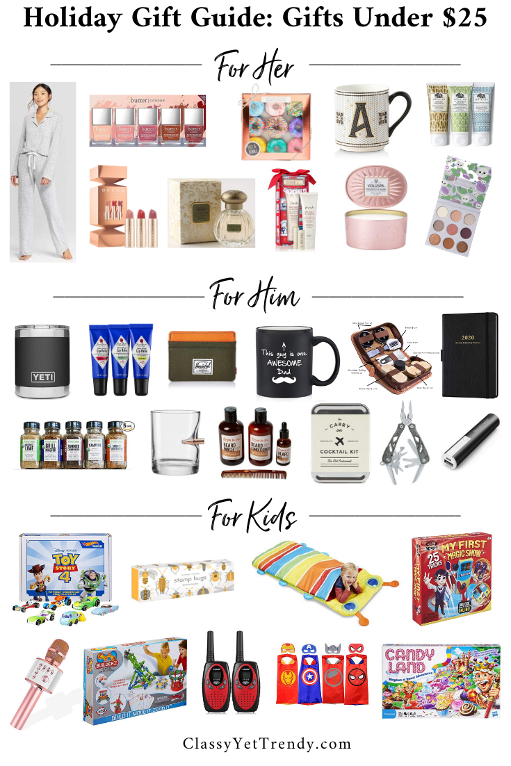 Holiday Gift Guide 2019: GIFTS UNDER $25 (Her, Him & Kids)