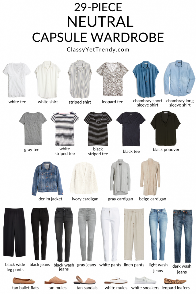 29 Piece Spring Neutral Capsule Wardrobe Classy Yet Trendy