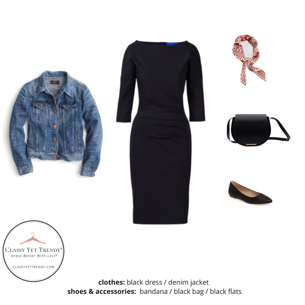 Women's Blue Denim Jacket, Black Bodycon Dress, Black and White Canvas Low  Top Sneakers, Black Leather Satchel Bag | Lookastic