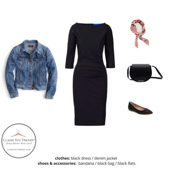 Black dress with blue jean clearance jacket