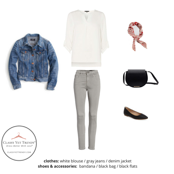 Gray denim jacket on sale outfit