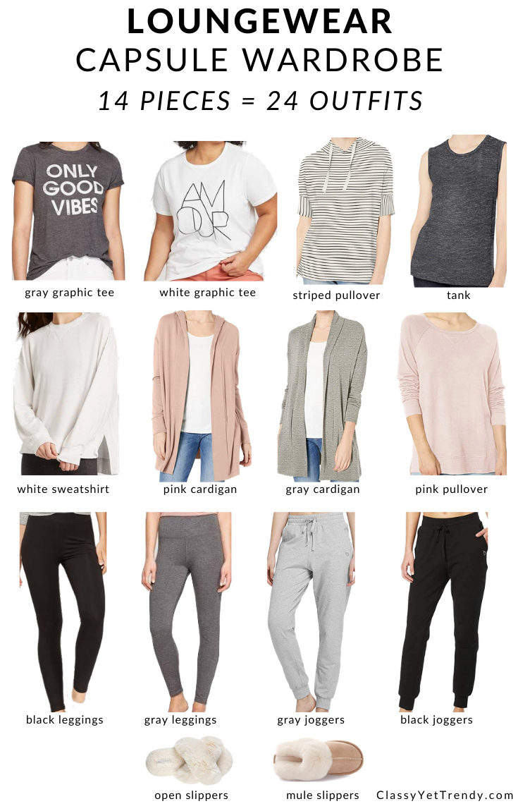 Loungewear Capsule Wardrobe 14 Pieces = 24 Outfits