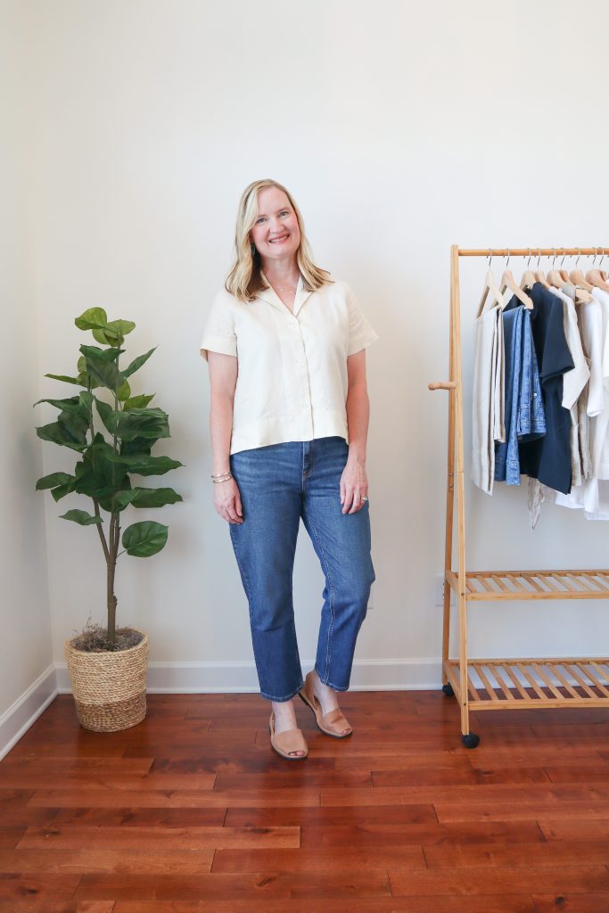 Everlane Linen Notch Shirt and Cheeky Straight Jeans Review - Classy ...