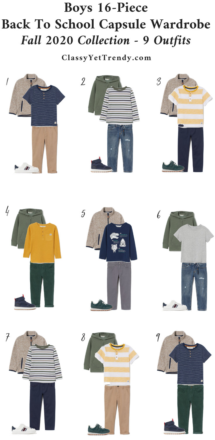 Boy's 16-Piece Back To School Capsule Wardrobe Fall 2020 + 9 Outfits ...