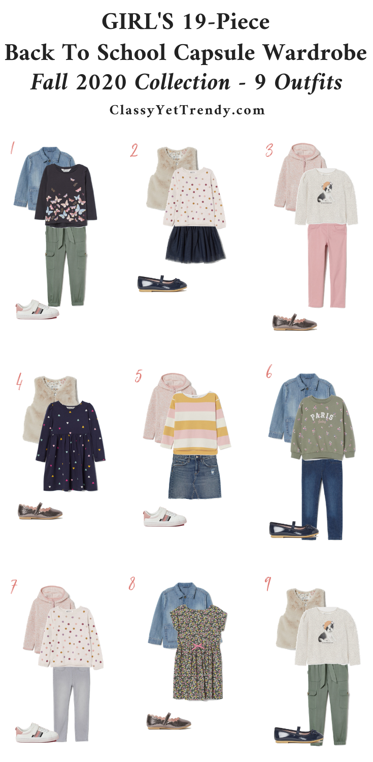 Girl's 19-Piece Back To School Capsule Wardrobe: Fall 2020 + 9 Outfits