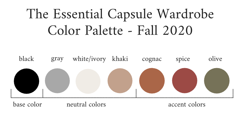 Essential Capsule Wardrobe Fall 2020 Color Palette