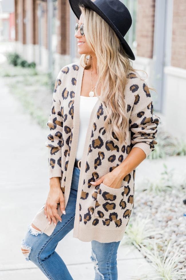 pink and grey leopard cardigan