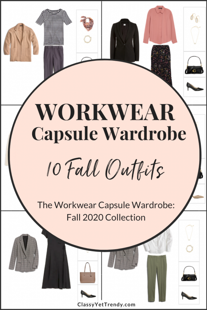 Workwear Capsule Wardrobe Fall 2020 - 10 Outfits Circle Pin