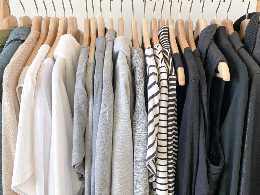 Simplified Style Athleisure Capsule Wardrobe - clothes rack closeup