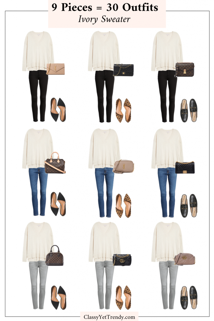 9 Pieces 30 Outfits - Ivory Sweater